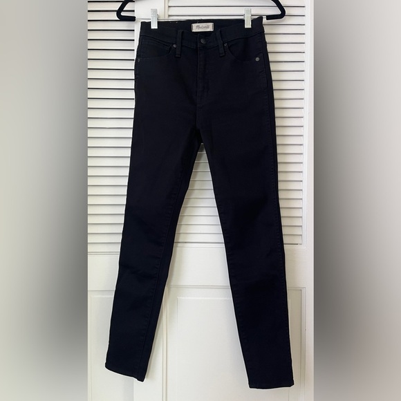 Madewell 10" High Rise Skinny Jeans Clean Hem Fall Classic | Solid Black | 27 - Picture 2 of 13